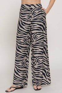Zebra Print Wide Leg Pants
