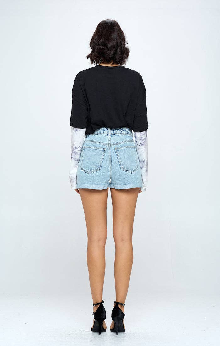 Vicki Rolled Light Wash Shorts