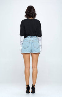 Vicki Rolled Light Wash Shorts