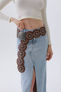 Western Turq Disc Belt + Brown