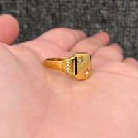 Inlaid CZ Flat Signet 18K Gold Plated Star Ring