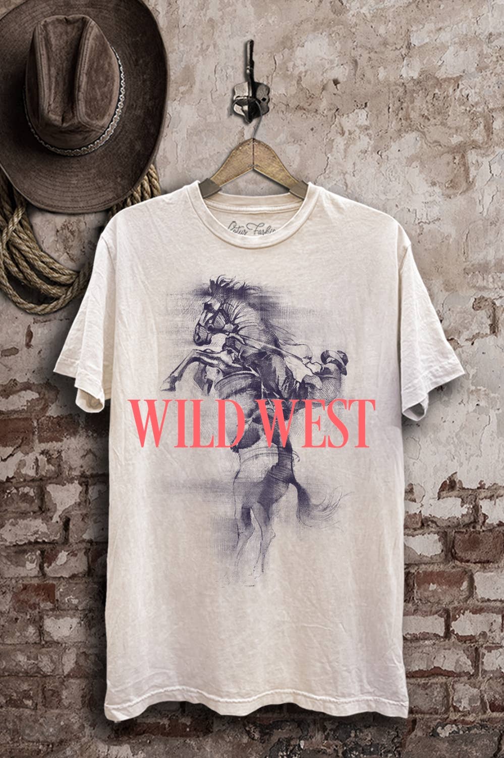 Off White Mineral Wash Wild West Rodeo Graphic Tee