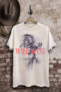 Off White Mineral Wash Wild West Rodeo Graphic Tee