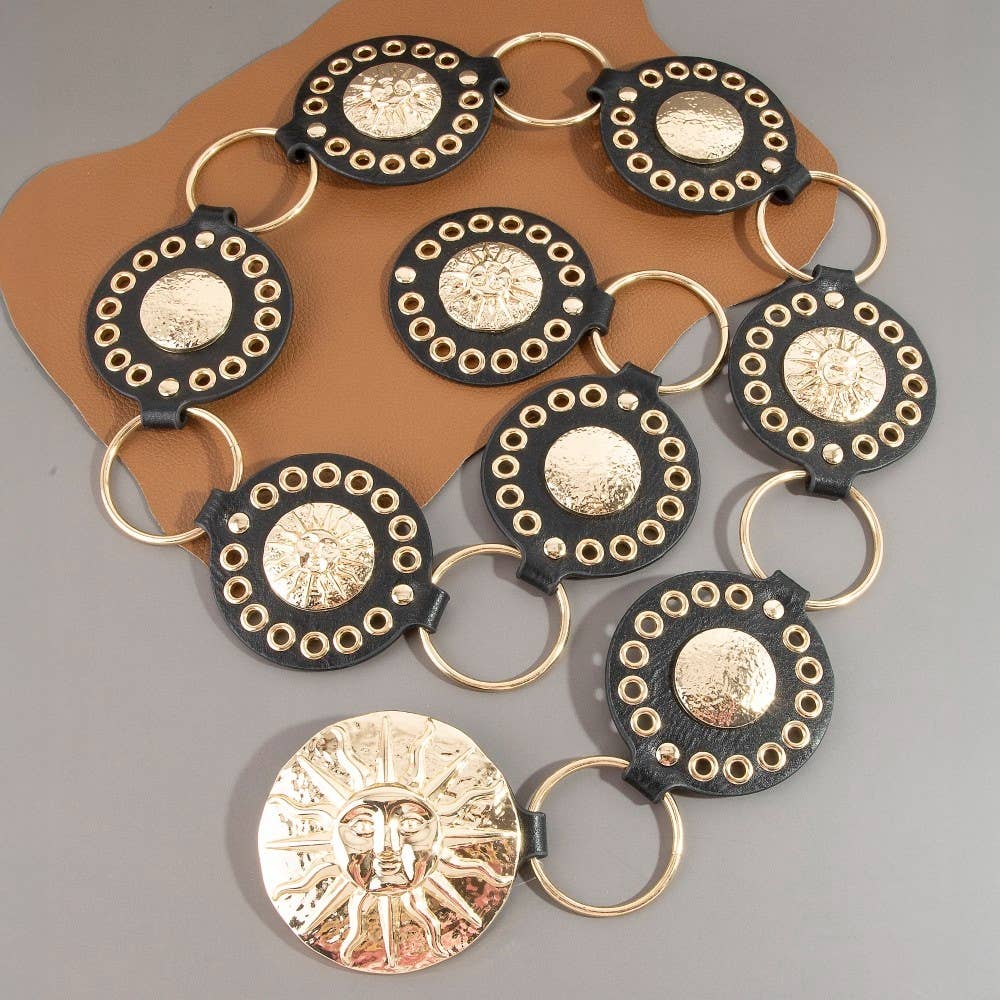 Gold Sun Concho Chunky Chain Belt