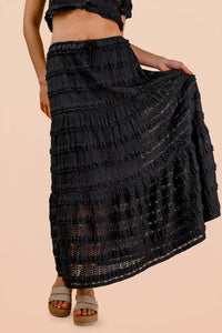 Black Prairie Grunge Midi Skirt