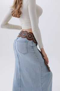 Western Turq Disc Belt + Brown