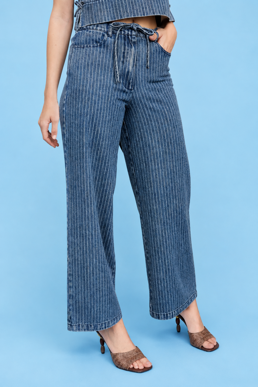 Billie Jean Tie Waist Striped Jeans