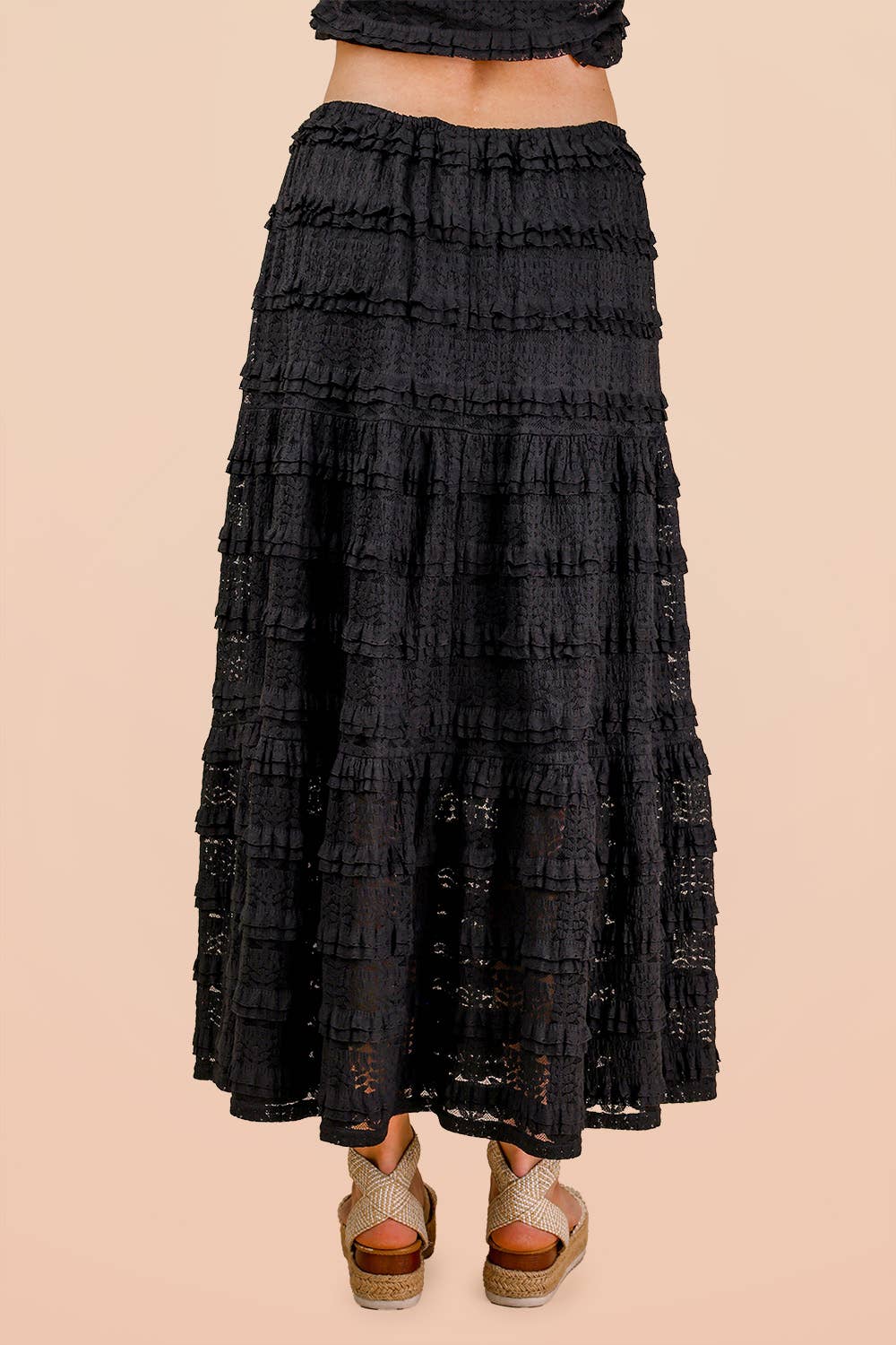 Black Prairie Grunge Midi Skirt