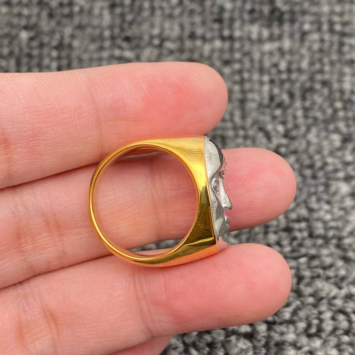 18K Gold Plated Two Tone Face Ring