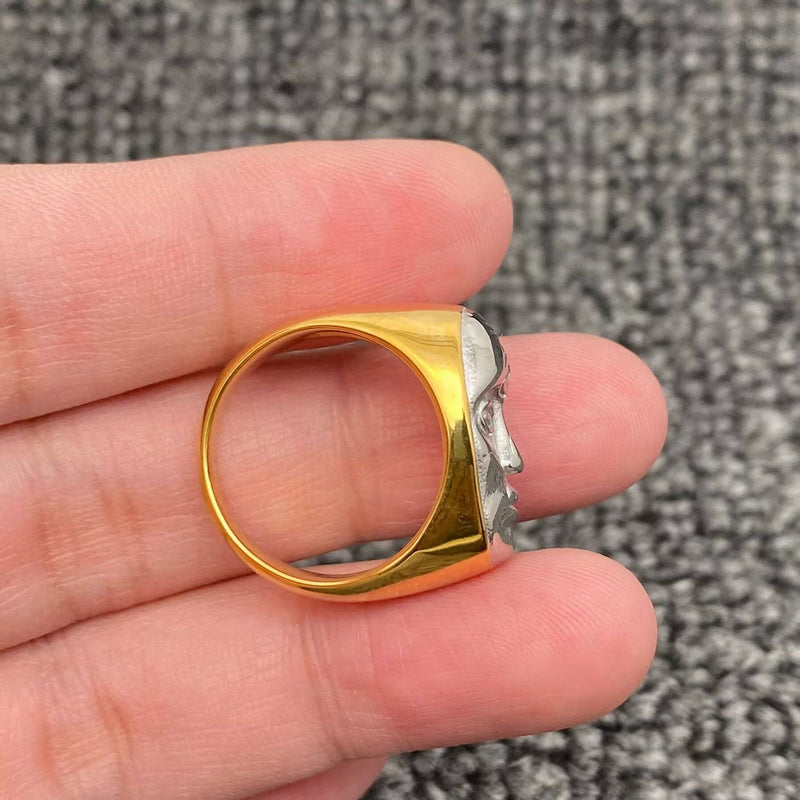 18K Gold Plated Two Tone Face Ring
