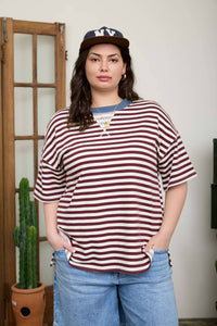 Curve + Burgundy Striped Tee