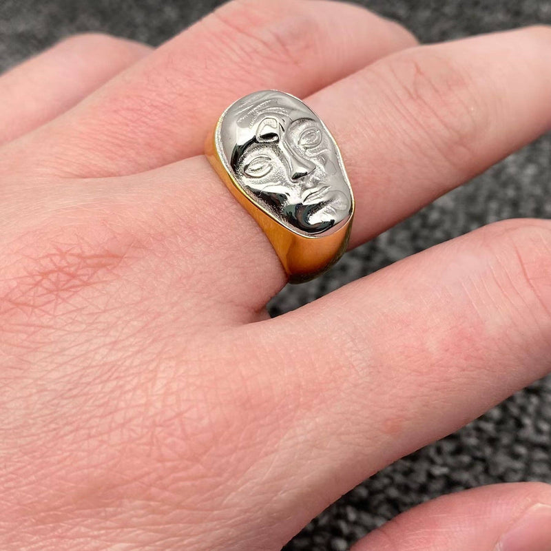 18K Gold Plated Two Tone Face Ring