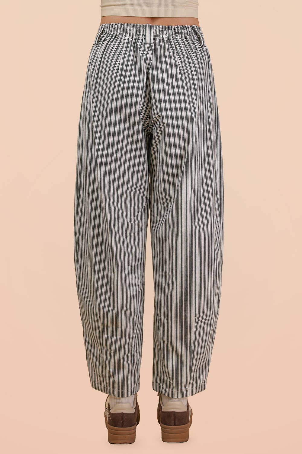 Junie Navy Striped Barrel Denim Pants