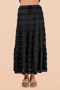Black Prairie Grunge Midi Skirt