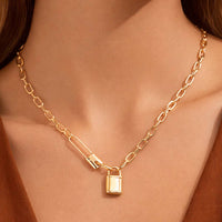 18K Gold Plated Waterproof Lock Chain Necklace