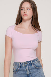 Lucy Basic Pink Cap Sleeve Top