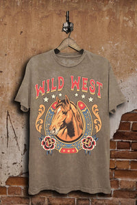 Mocha Mineral Wash Wild West Graphic Tee